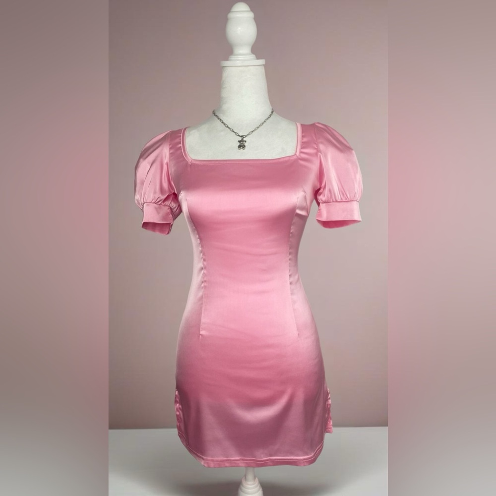 ~Blushing Satin Charm Mini Dress – Step into Effortless Elegance~